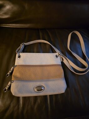 Rosetti Two-Tone Crossbody Bag in Cream and Tan